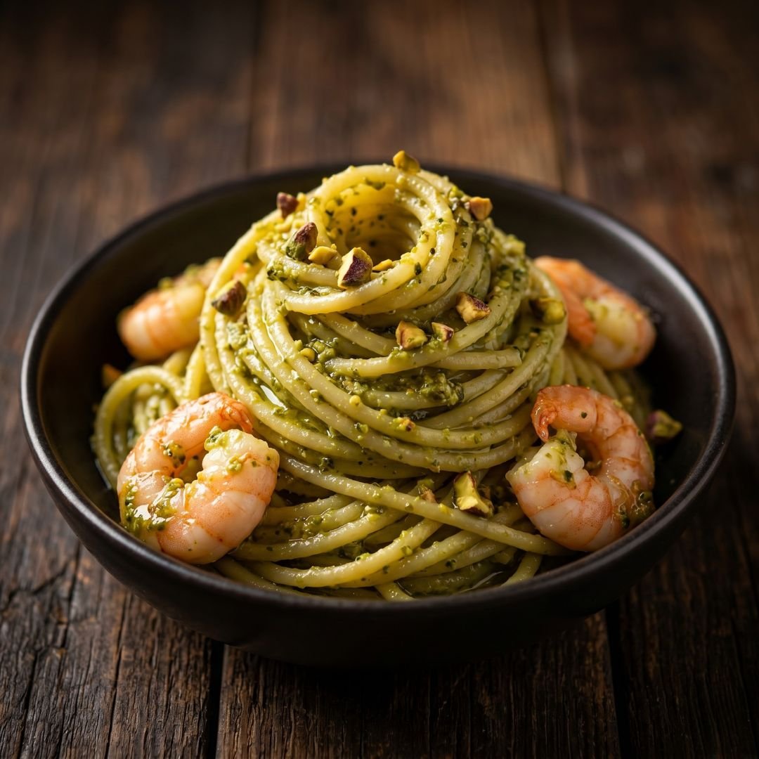 LA-PAS-004_img_15 Spaghetto al Pesto di Pistaccio e Gamberi - Imagen 1
